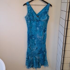 VTG 90s Y2K City Triangles Blue Floral Babydoll Whimsy Fairy Dress Small?